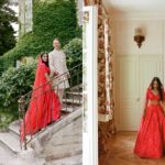 Couple élégant descendant un escalier dans un domaine privé verdoyant, illustrant un mariage romantique en Provence. Ce moment capture l'essence d'une cérémonie grandiose, où la sophistication se marie à un cadre exceptionnel. La robe traditionnelle de la mariée et le costume raffiné du marié témoignent d'une organisation sur mesure, parfaite pour une célébration unique. L'atmosphère romantique de ce lieu enchanteur évoque un rêve devenu réalité pour un mariage de luxe in