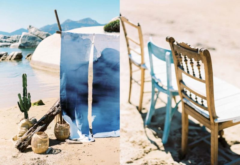 Décor romantique sur la plage, mettant en valeur un mariage de luxe organisé par By Mademoiselle C. Ce cadre exceptionnel sur la Côte d'Azur évoque une cérémonie grandiose, avec des chaises élégantes et des éléments naturels créant une atmosphère sophistiquée. Parfait pour un événement unique, ce lieu de rêve est idéal pour une célébration sur mesure, alliant beauté et charme. Un mariage sur la plage en Provence, offrant une expérience inoubliable dans