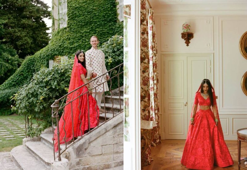 Couple élégant descendant un escalier dans un domaine privé verdoyant, illustrant un mariage romantique en Provence. Ce moment capture l'essence d'une cérémonie grandiose, où la sophistication se marie à un cadre exceptionnel. La robe traditionnelle de la mariée et le costume raffiné du marié témoignent d'une organisation sur mesure, parfaite pour une célébration unique. L'atmosphère romantique de ce lieu enchanteur évoque un rêve devenu réalité pour un mariage de luxe in