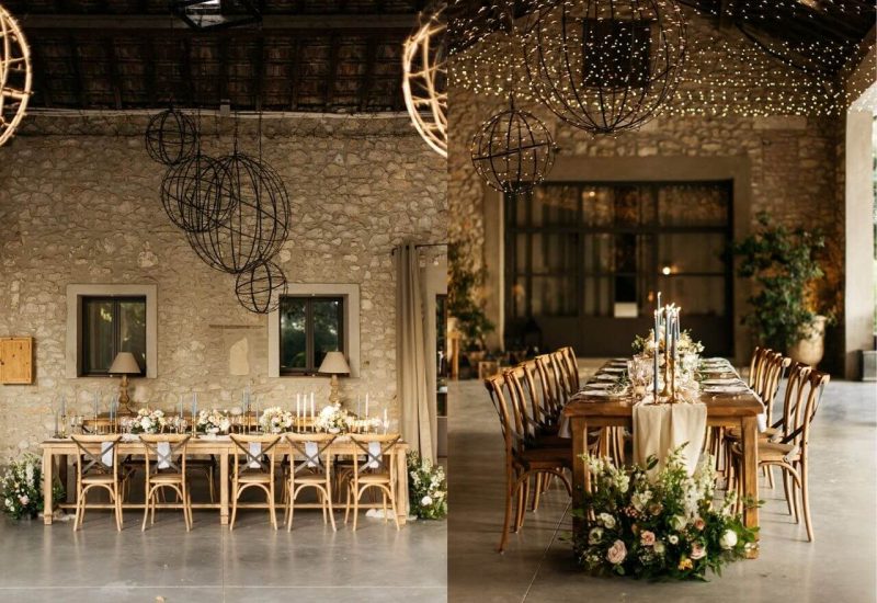 Une table élégamment dressée dans un cadre romantique, idéale pour une célébration de mariage de luxe. Ce lieu unique, situé dans un domaine privé en Provence, offre une atmosphère sophistiquée pour un événement sur mesure. Les détails raffinés, tels que les bougies délicates et les fleurs fraîches, créent une ambiance parfaite pour un grand mariage. Avec un décor inspiré par la nature environnante, ce cadre est le choix parfait pour une cérémonie exceptionnelle sur la Côte d